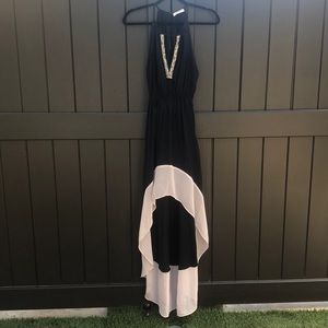 Black and nude high/low gown